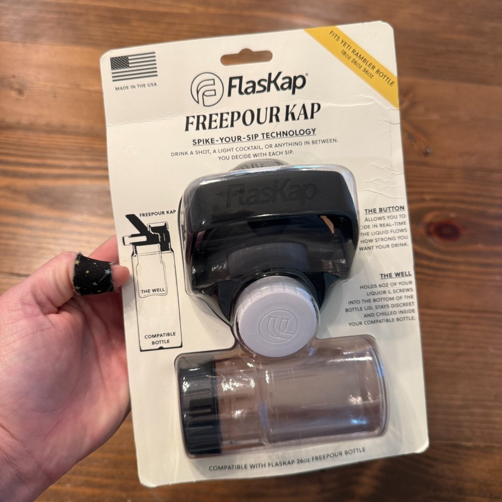 FlasKap FreePour Kap And 6oz Well System Compatible With Yeti Rambler Bottle New